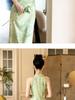 2026 Summer Green Sleeveless Cheongsam: Slimming Off-Shoulder, Waist-Cinching Halter Dress