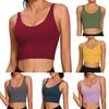 Solid Color U Neck Crop Tank Top Slim Fit Sleeveless Stretchy Casual Basic Shirt for Women