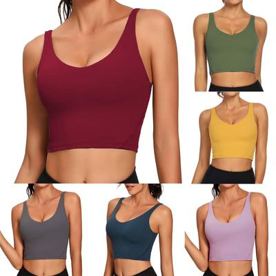 Solid Color U Neck Crop Tank Top Slim Fit Sleeveless Stretchy Casual Basic Shirt for Women