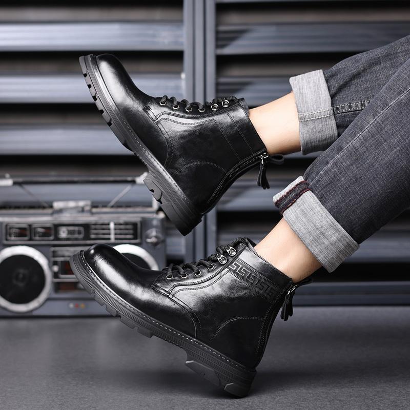 Fashion Men Comfortable Walking Boot 2024 Men's High-top Fashion Shoes New Motorcycle and Ankle Boots Waterproof Boots Men Leather Shoes