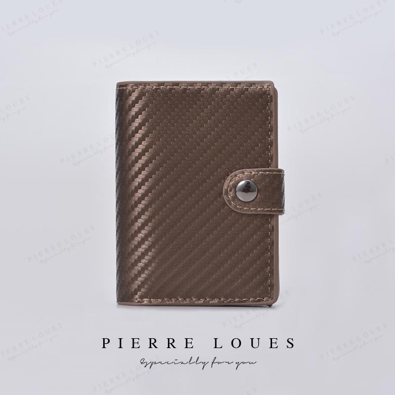 Card bag buckle automatic elastic card cover access control protective cover plaid aluminum box 20% off change bag trend card bag