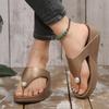 Fashion 2025 New Arrival Casual Beach Slippers With Rhinestones Glitter For Women Fashionable Wedge Heeled Thongs Thick Soles Sandals
