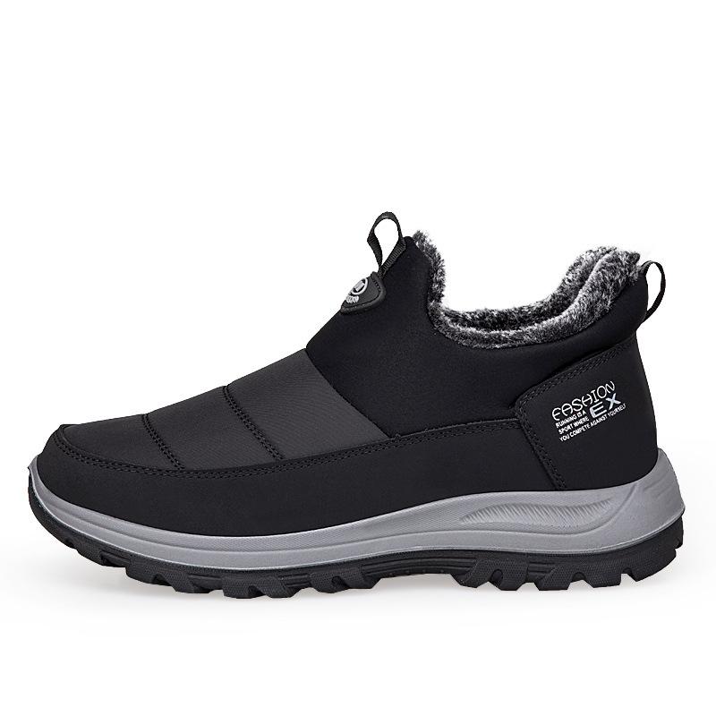Step into the new men's and women's leather waterproof high-top cotton shoes, outdoor casual shoes, fleece warm couple shoes
