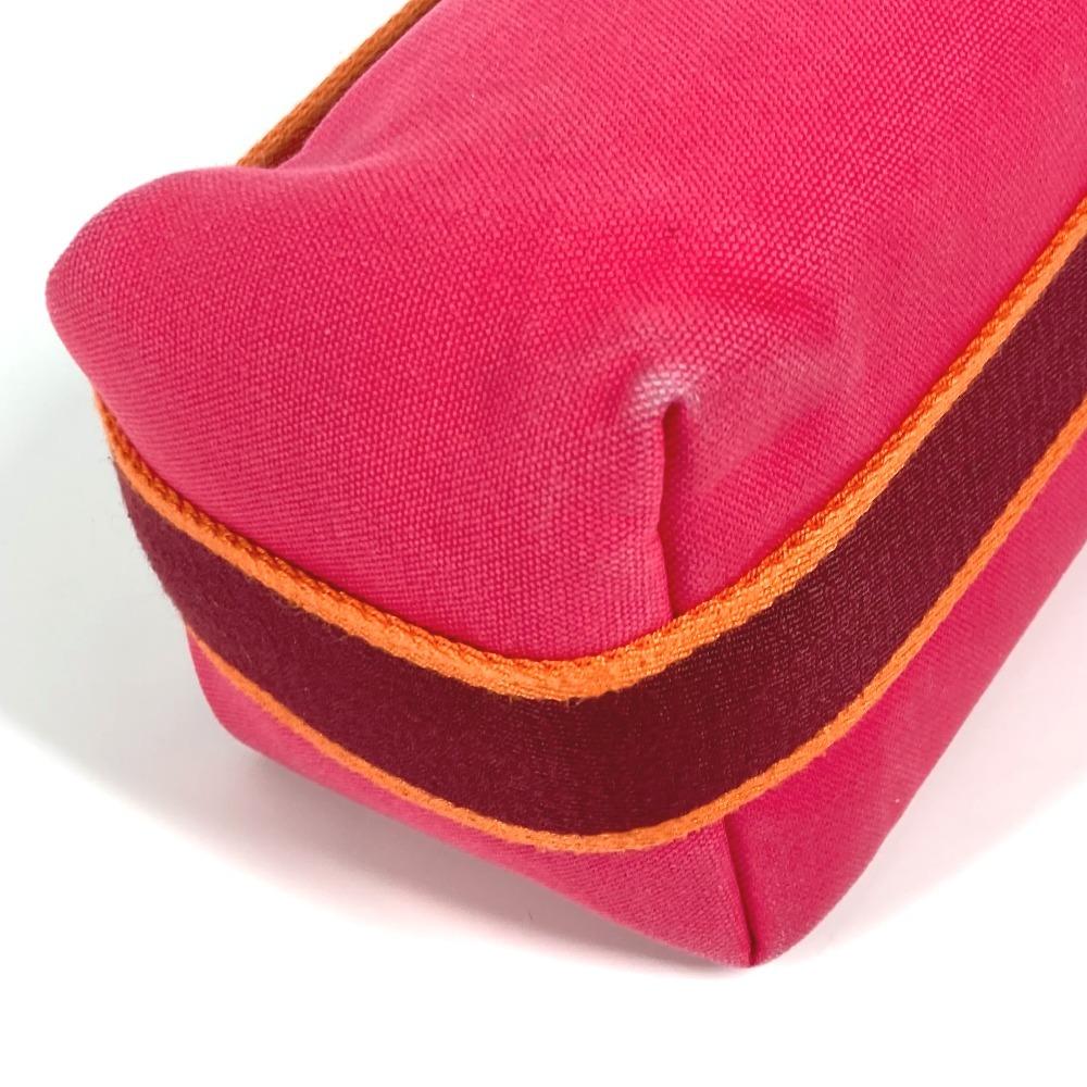 HERMES Brida Black PM Pouch bag vanity bag Hand Bag Canvas hibiscus pink
