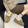 Cotton Shoes Women's 2025 Autumn and Winter New Plush Fluffy Shoes Korean Version Belt Buckle Buns Shoes Flat Bottom Ladyshoes Women's Doudou Shoes