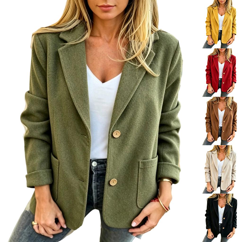 Women's Stylish Casual with Lapel, Buttons and Fabric Trim