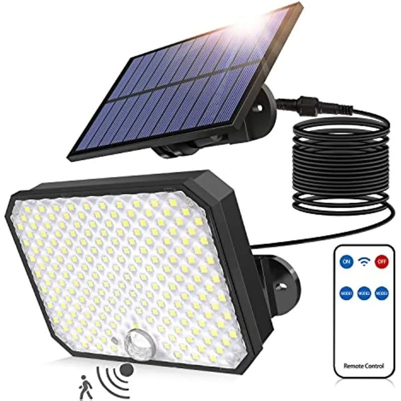 Outdoor LED Solar Light 3 Modes Motion Sensor Flood Lamp IP65 Waterproof Security Lights with Remote for Garage Wall Light