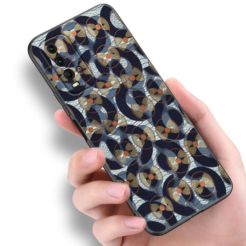 Aesthetic African Wax Fabic Phone Case For Xiaomi Redmi Note 5 6 9T K20 K40 K50 Pro 7A 8A 9A 9C 9i 10A 10C A1 S2 TPU Black Cover