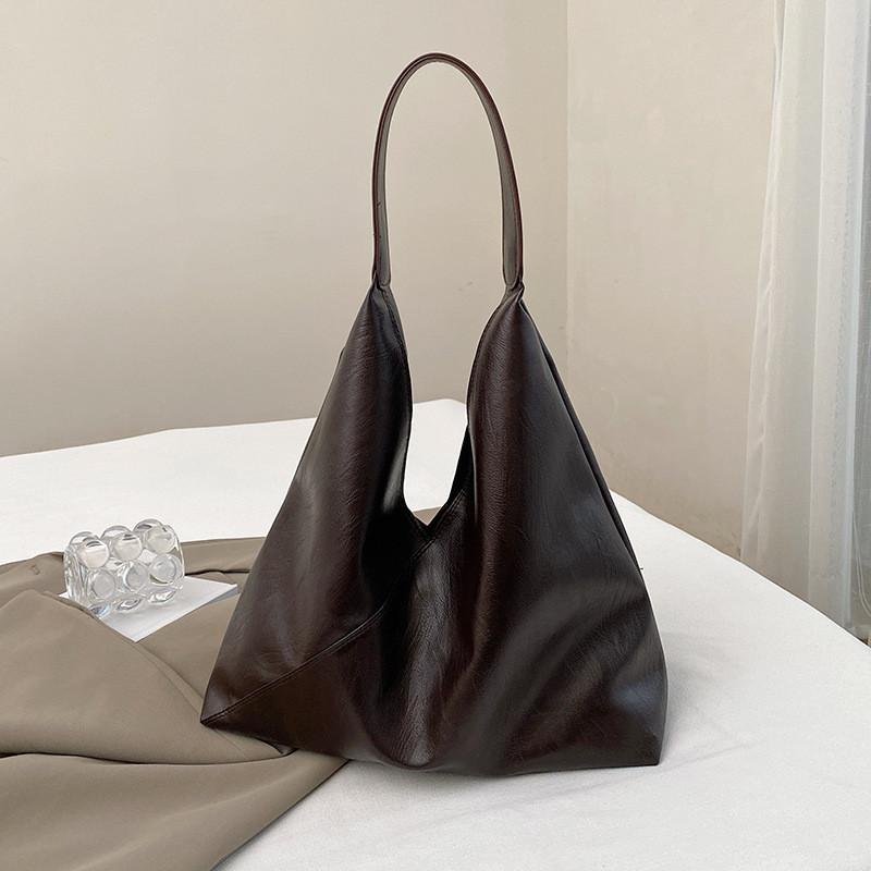 Stylish Black Brown Coffee Pu Large Tote Bag Unique Design For Women