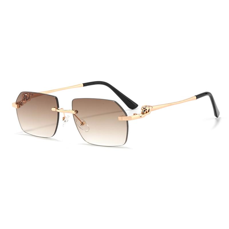 Protective Glasses Rimless Rectangle Sunglasses Women Fashion Square Sun Glasses Female Classic Gradient Color Eyewear UV400