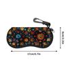 2D-Bohemian Floral Print Protective Sunglasses Case, Vintage Mandala Style Eyeglasses Storage Pouch, Soft Portable Eyewear Holder Case for Travel Dail