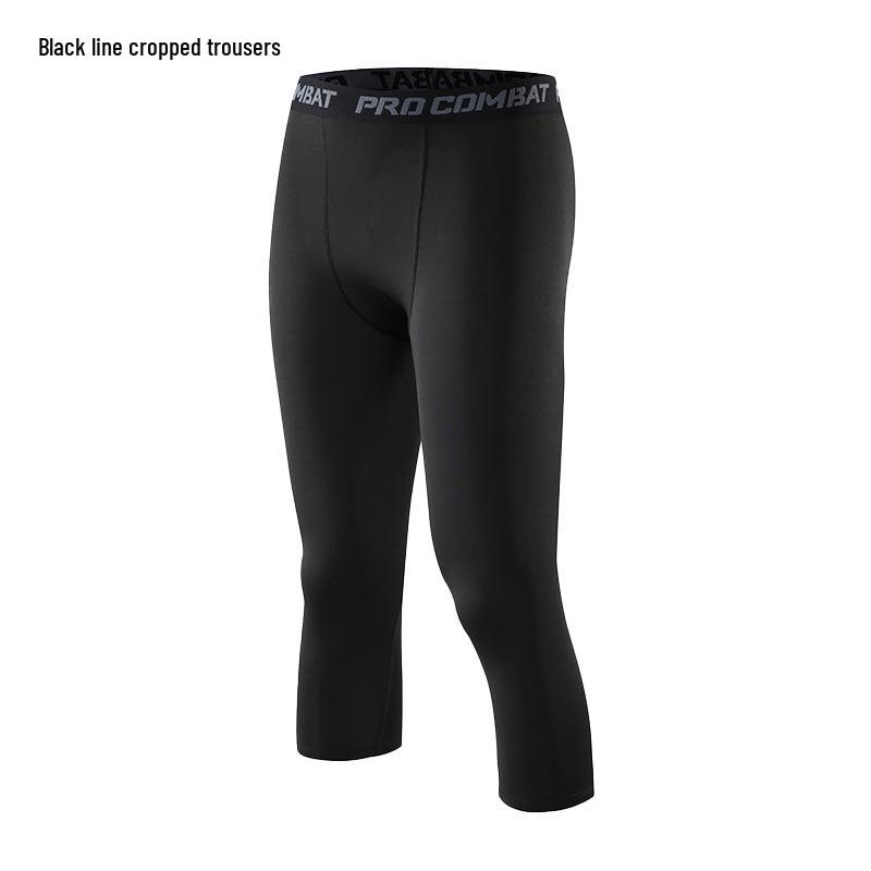 Men's Sports Basketball Sweats - High-Elasticity, Sweat-Wicking, 7-Point Compression Pants