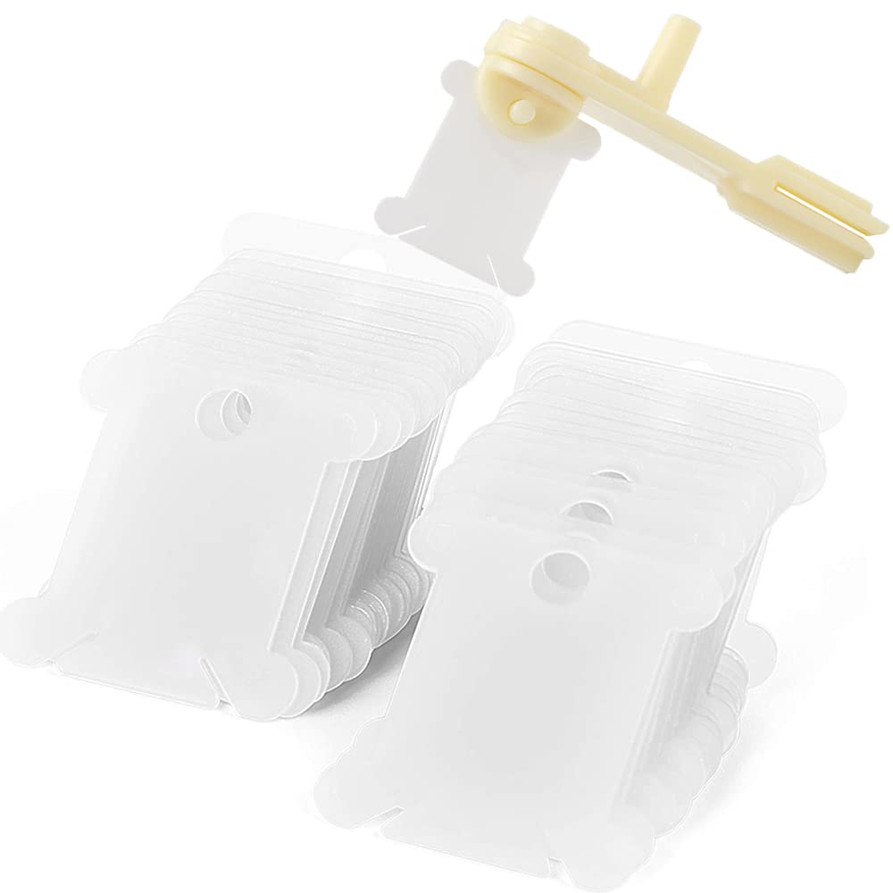 Plastic Thread Winding Board for Embroidery Large Capacity Storage Item Spools 1 Bobbin Thread, (100 + Winder) (Transparent)