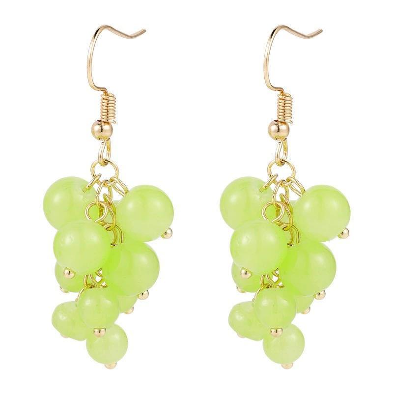 Fashion Green Gems Glass Grape Fruit Earrings For Women Girls Opal Stone Statement Jewelry Earrings Dangle
