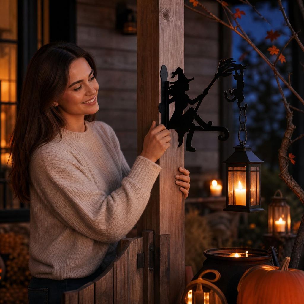 Halloween Wrought Witch Hanging Decor for Home and Garden