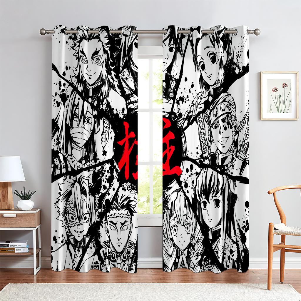 3D Cartoon Anime Character Curtains Children's Favorite Bedroom Decor Anime Curtains 2 Panels Boy Girl Room Den Window Decor