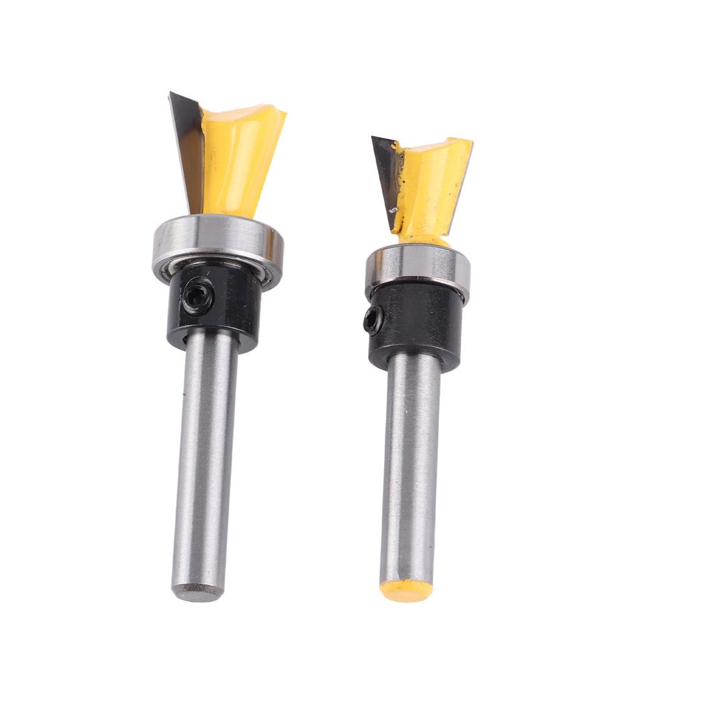 Set 2 Pezzi Fresa a Coda di Rondine con Cuscinetto Fresatrice per Legno Gambo 1/4in