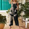 Women's Fashion Halloween Print Casual Vintage Sleeveless Button Jumpsuit
