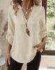 2025 Autumn/Winter V-neck Button Pocket T-shirt for Women