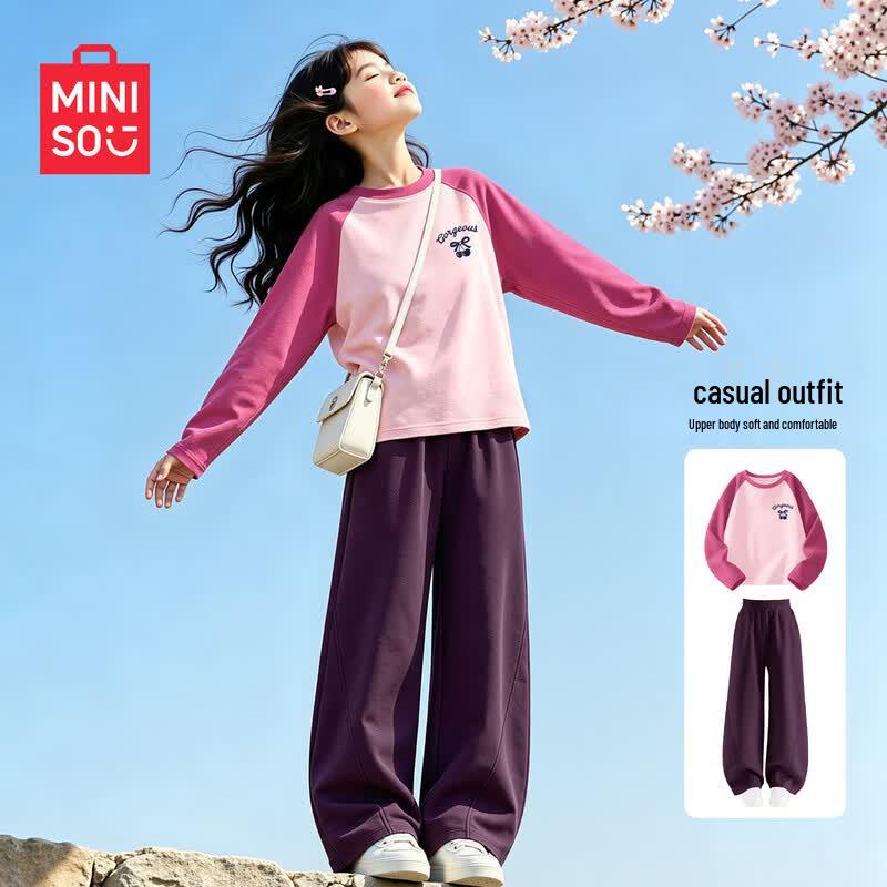 Miniso Girls' Autumn Casual Long-Sleeve Two-Piece Set