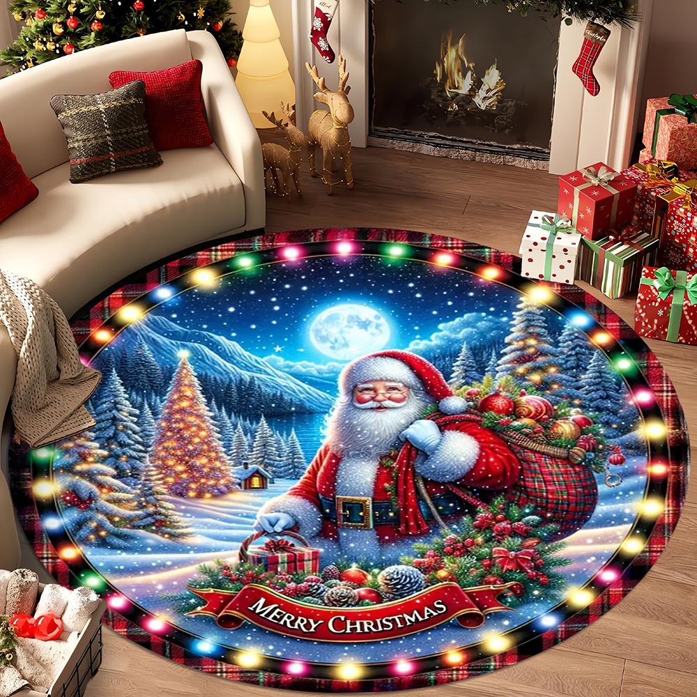 Christmas Round Rugs: Decorate Your Home with Magical Tree & Santa Designs! Bedroom room floor mats New Year home decoration