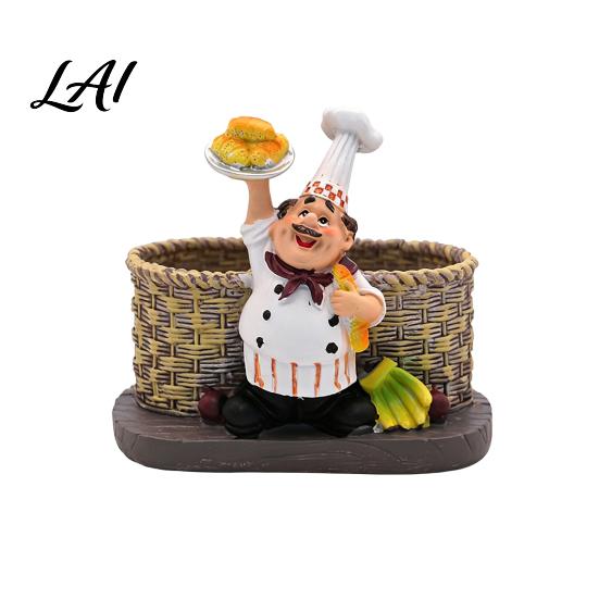Pepper Shaker Salt And Shakers Set Decorative Resin Chef Statue Spice Bottles Organizer Glass Seasoning Holder for Kitchen Dining Centerpiece