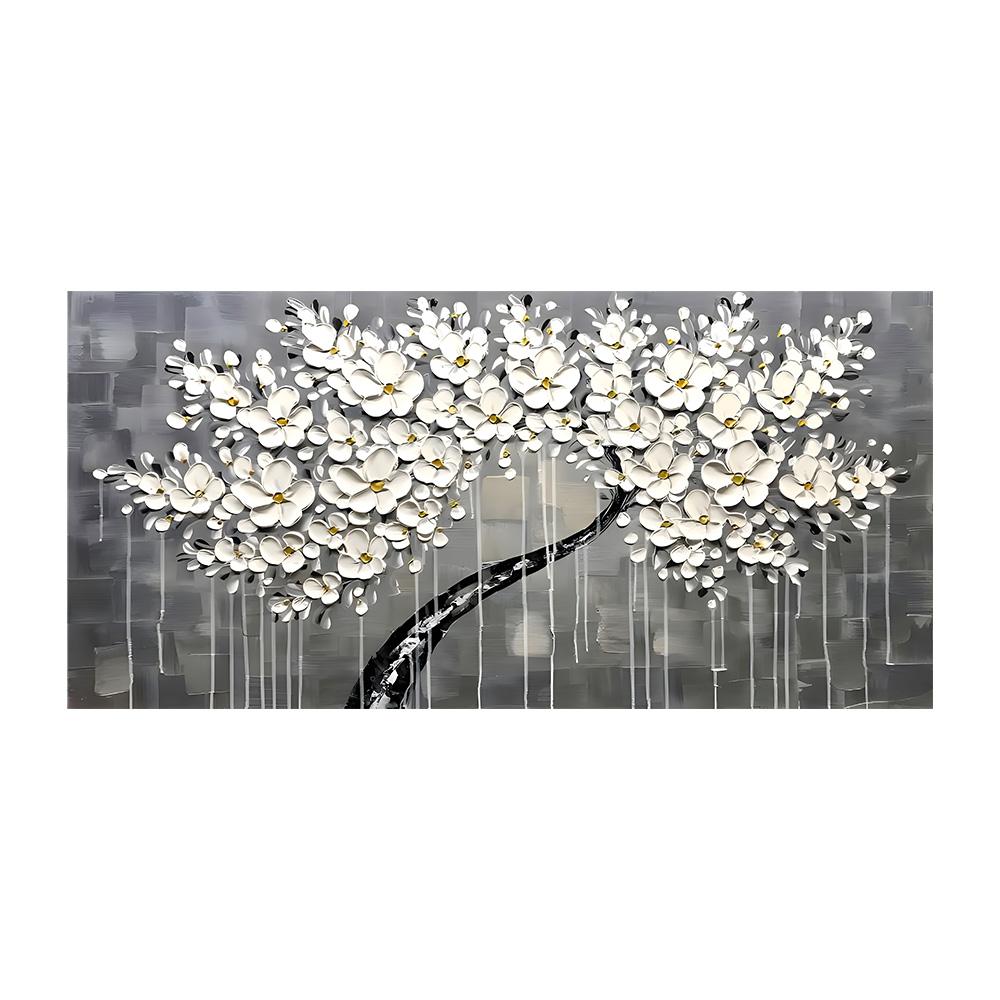 

Белая и Золотая Картина на Холсте с Цветами Современные Абстрактные Принты и Постеры с Цветами Настенные Картины для Гостиной Домашний Декор 50x100cm NoFrame