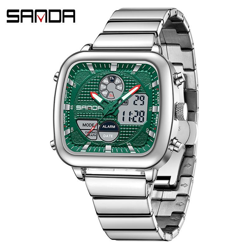Sanda Multifunctional Men's Luminous Waterproof Electronic Alarm Watch
