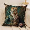 European Fashion Leopard Cushion Cover Silky Short Plush Invisible Zipper Dustproof Sofa Pillow Case for Home Decor