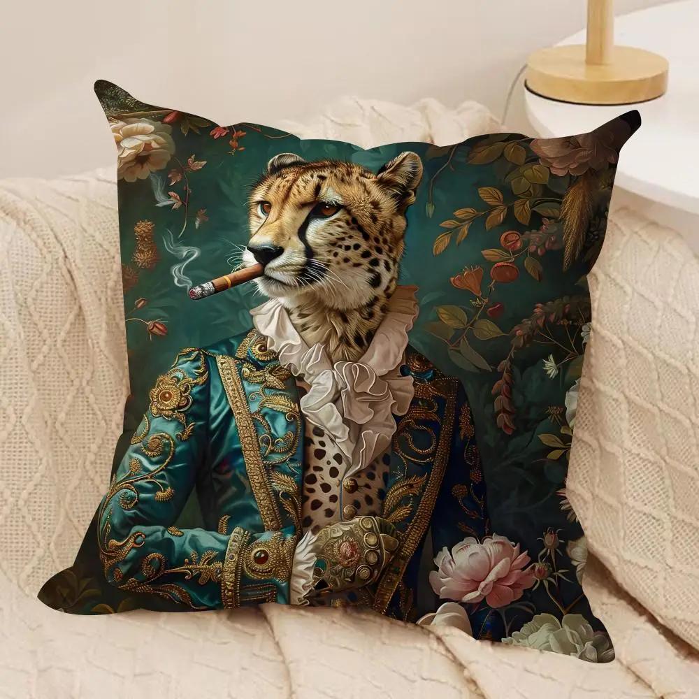 European Fashion Leopard Cushion Cover Silky Short Plush Invisible Zipper Dustproof Sofa Pillow Case for Home Decor