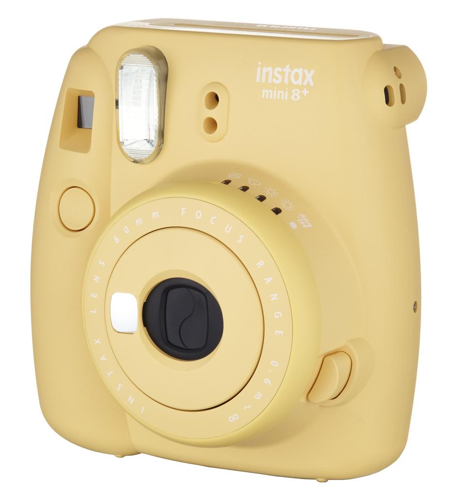FUJIFILM Instax Mini 8 Plus Instant Camera with Lens and Genuine Hand Strap INS MINI 8P Close-Up (Honey HONEY)
