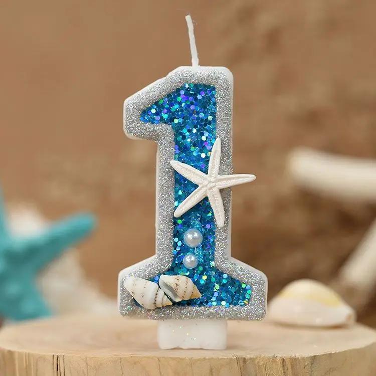 Ocean Starfish Conch Digital Candle, New Birthday Candle Creative Digital Handmade Candle Cakes Decoration Candle Ornament