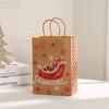 Christmas Kraft Paper Gift Bags with Snowflake and Reindeer Designs - Holiday Shopping and Clothing Packaging Tote Bags
