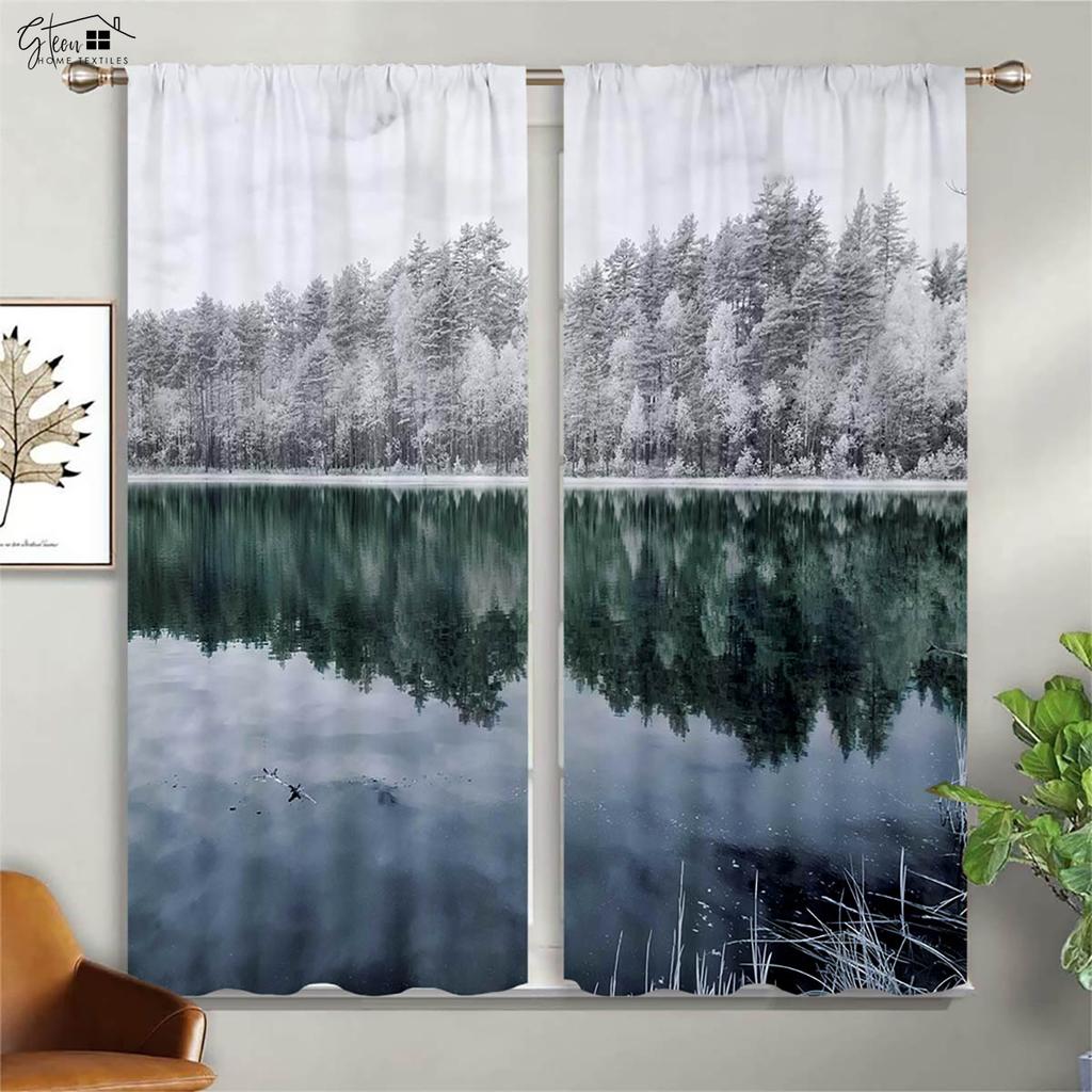 Forest Woods Scenery Curtains Green Sunshine Maple Leaves Winter Natural Life B&B Hotel Bedroom Living Room 3D Printing Curtains