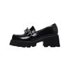 Mezereon Slip On Loafers Med Bottom Gothic Shoes Round Toe Platform Casual Shoes Vulcanized Footwear With Metal Decoration