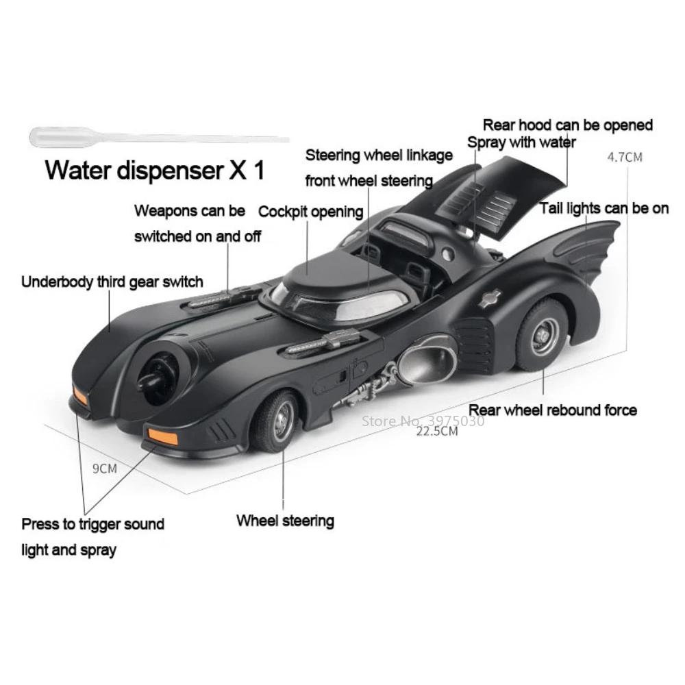 1:24 Scale 1989 Batmobile Sports Car Alloy Miniature Model Metal Diecast Vehicle Sound Light Plaything Decoration Gifts for Kids