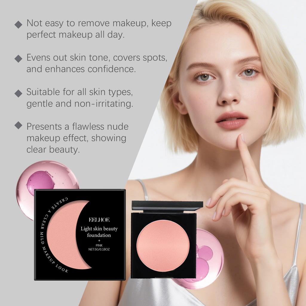 Pink Hydrating Concealer Foundation Cream, Lightweight Moisturizing Brightening Suitable for Oily & Dry Skin