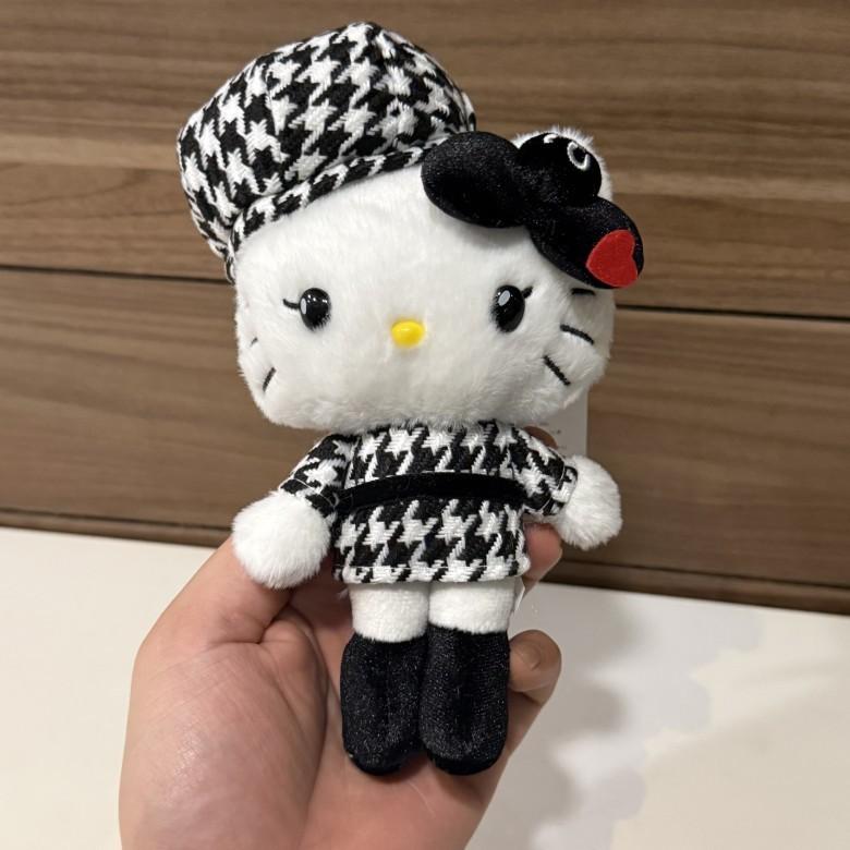 Grid Bear Plush Keychain With Quilted Pattern For Backpack Decor
