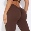 Solid Color V-Waist High-Waisted Loose Cropped Yoga Leggings