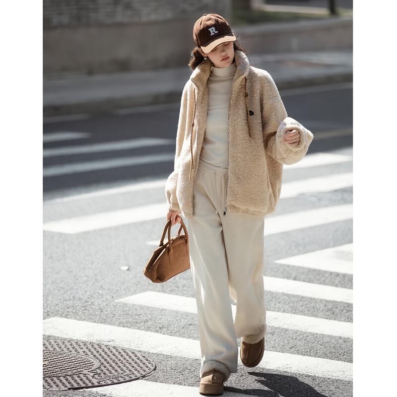 

TonLion Women s Stand-Up Collar Lamb Wool Coat S