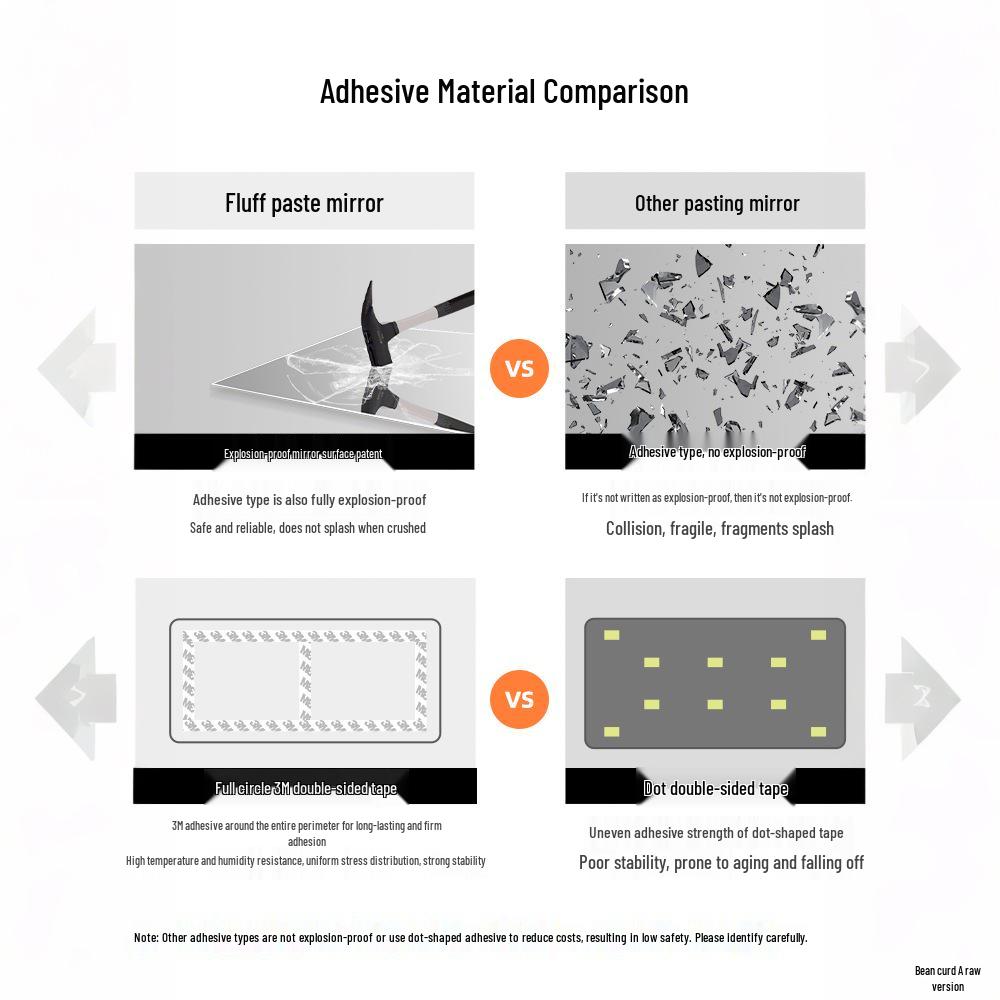 Self-Adhesive HD Full-Length Glass Mirror, Wall-Mounted, Explosion-Proof, Simple Style Dressing Mirror.