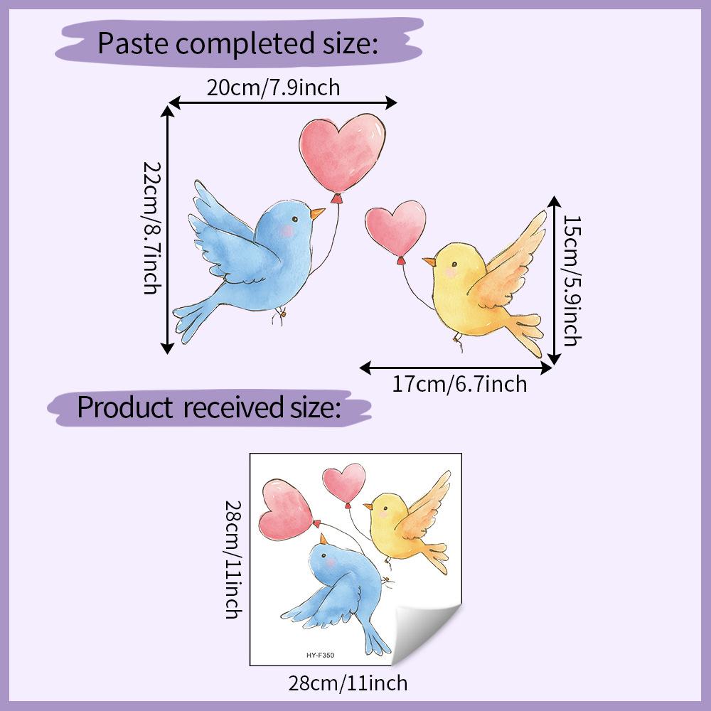 

Мультяшная Птица Сердце Шары Наклейка на Стену Самоклеящаяся Съемная Спальня Гостиная Прихожая Общежитие Домашний Декор Искусство 28x28CM разноцветный