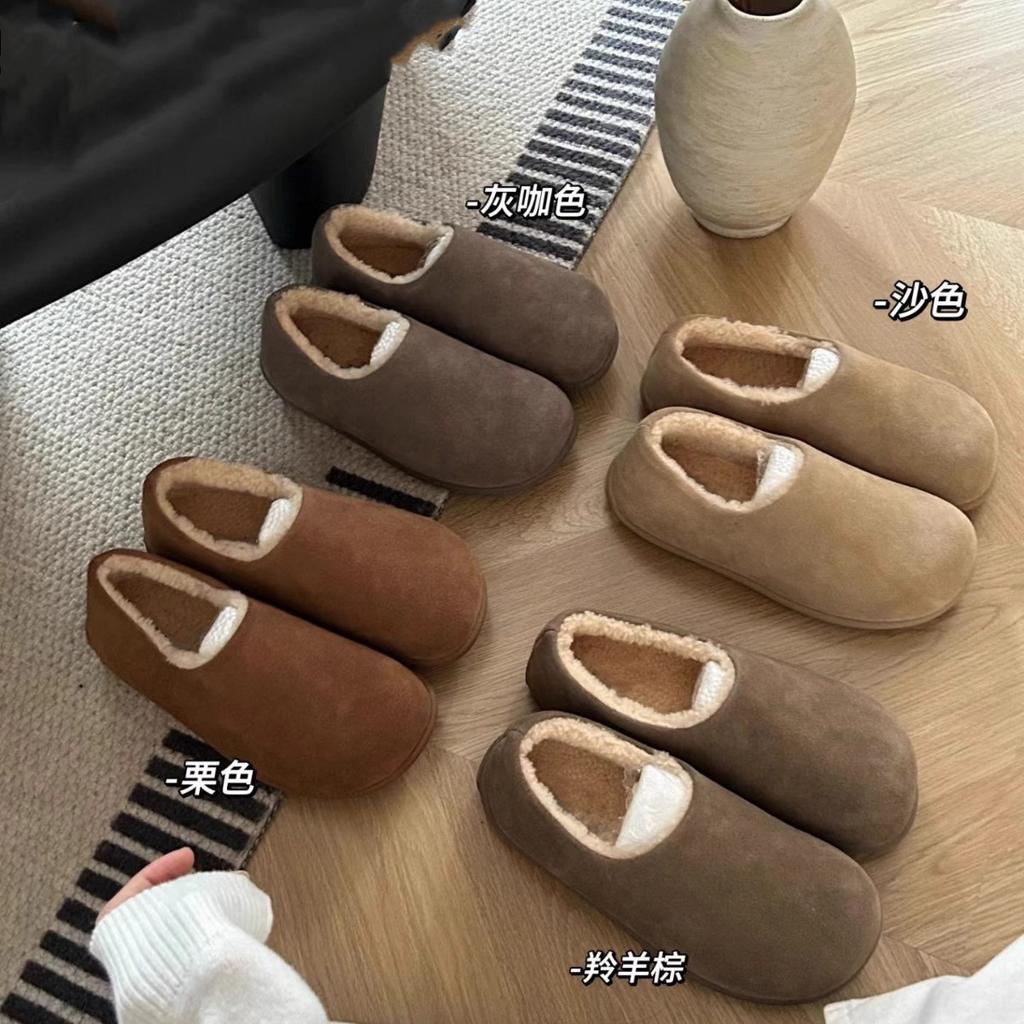 Fleece Birkenstock Shoes Women's Platform All-inclusive Muller Shoes Fluffy Half Drag 2025 Autumn and Winter Wear a Pedal Warm Cotton Shoes