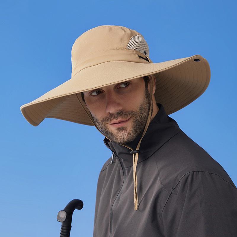Summer Big Brim Breathable Sunscreen Fisherman Hat Men's Outdoor Mountaineering Fishing Hat Sunshade Hat