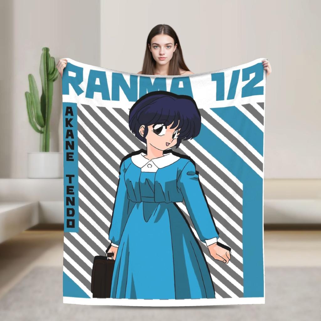 Anime Ranma And Akane Tendo Blanket Fleece Spring Autumn Portable Super Soft Throw Blankets for Sofa Travel Bedspread