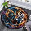 Dragon Tiger Yin Yang Round Rug Flannel Printed Carpet Chinese Theme Home Decor Cozy Soft Floor Mat Living Room Indoor Use