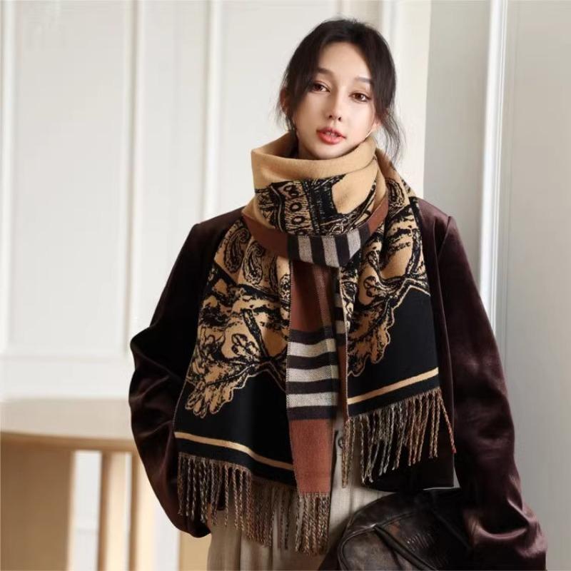 Fashion Plaid Double Sided Thick Warm Scarf For Women Autumn Winter