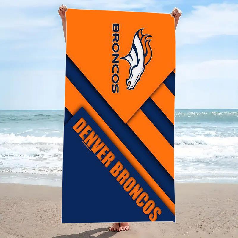 Denver Broncos Print Beach Towel, Large Soft Quick Dry Towel for Beach Camping Swimming