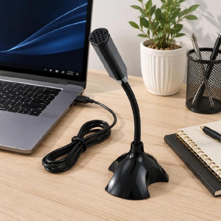 Driver-Frees Wire Microphones for Computer Voice Input, with Flexible Gooseneck and Weighted Base for Gaming and Karaoke