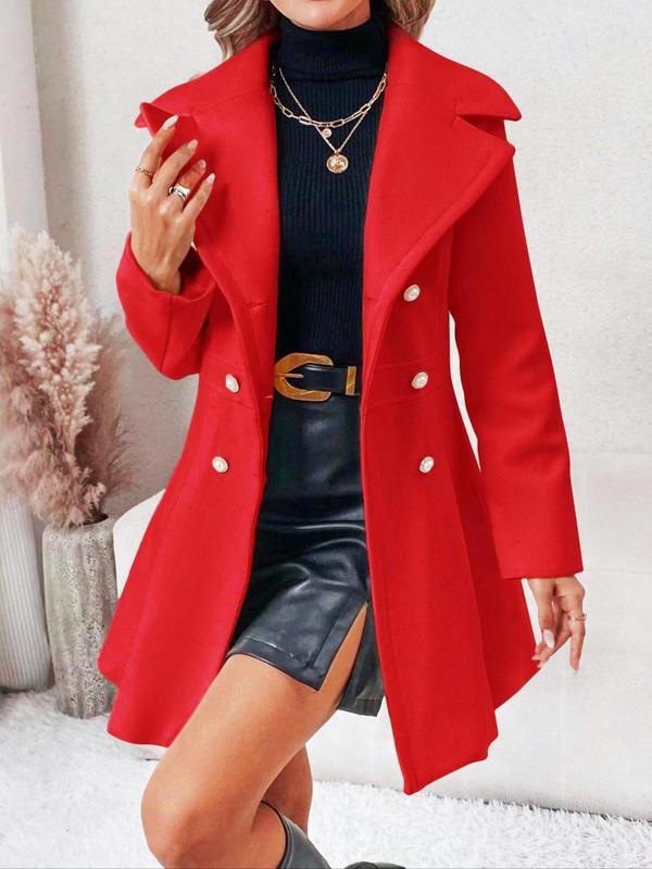 European & American Women's Double-Breasted Woolen Coat - Autumn/Winter Fashionable Style